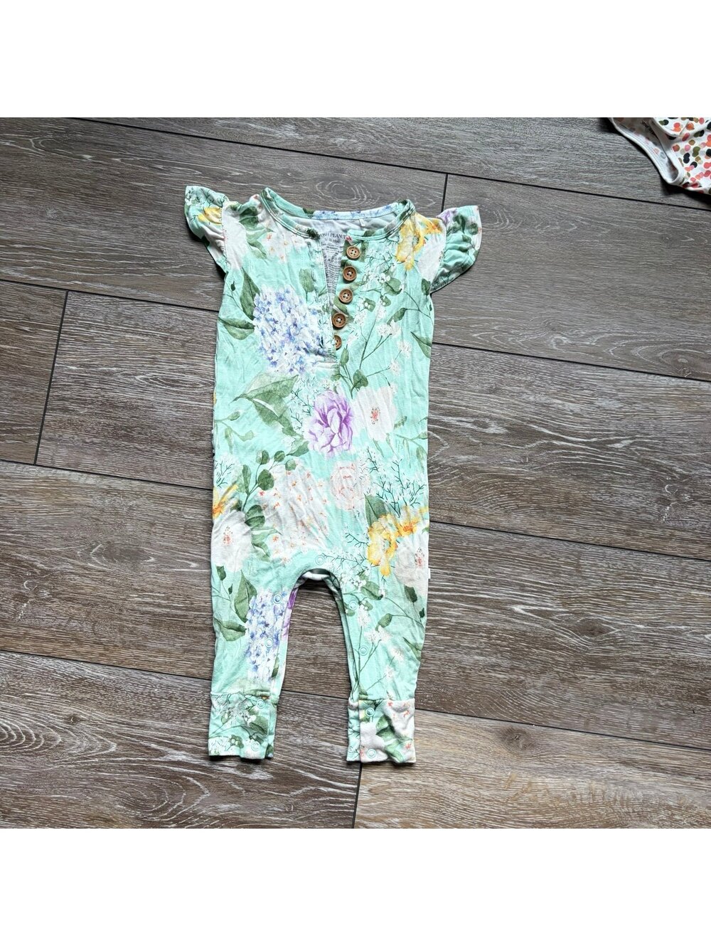Posh Peanut Erin Ruffled Cap Sleeve Henley Romper